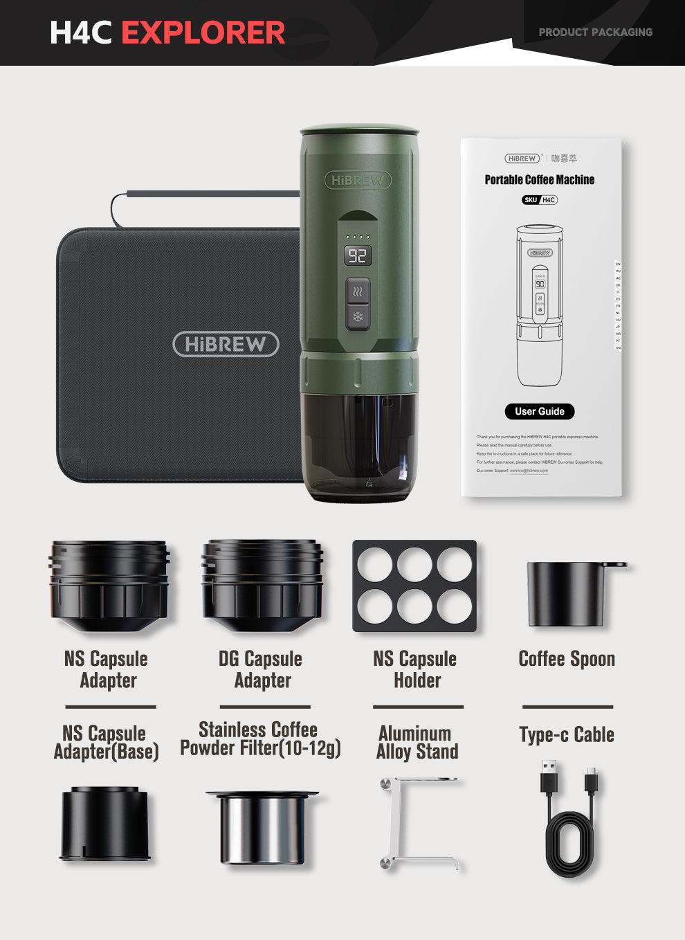HiBREW H4C – Portable Espresso Maker with Detachable Battery