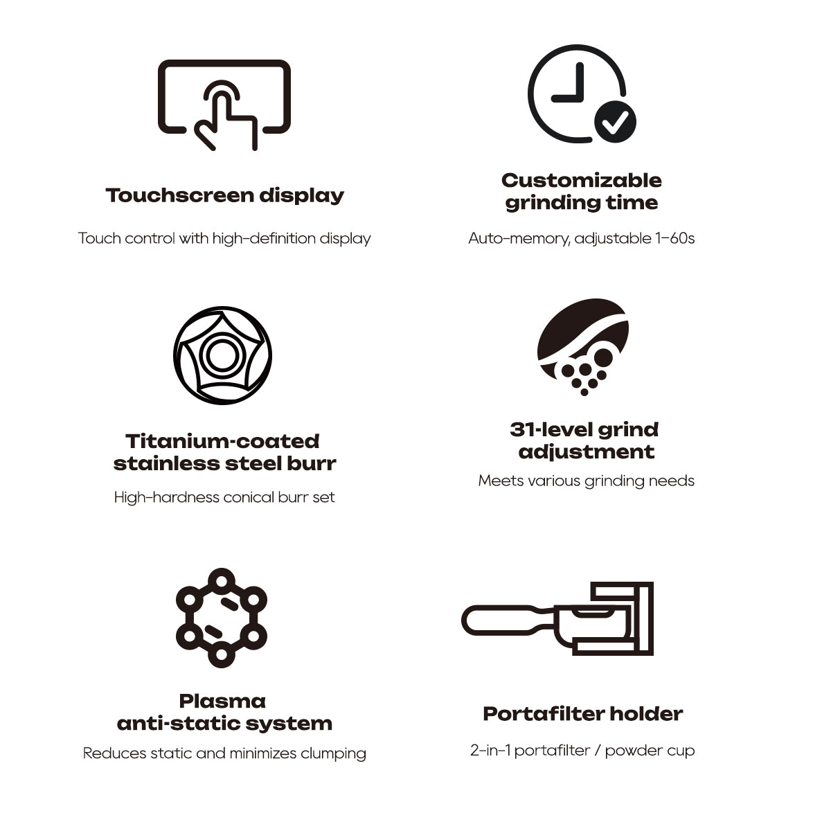 HiBREW G3 Plus: 31-Level Precision, Plasma Anti-Static, Smart Touchscreen Coffee Grinder – Perfect for Espresso, Pour Over & More