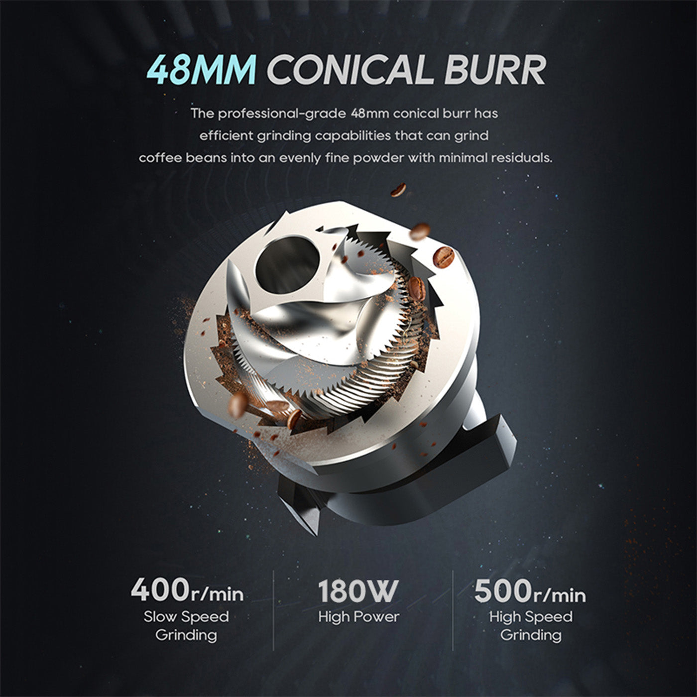 HiBREW G5 48 mm elektrische Kaffeemühle mit konischem Mahlwerk